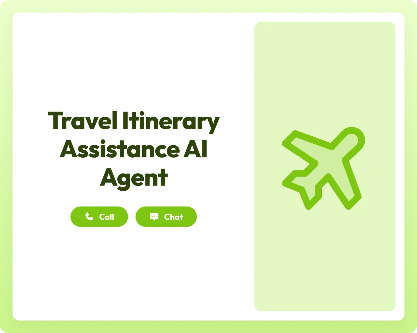 travel itinerary assistance ai agent supports call and chat with an airplane icon