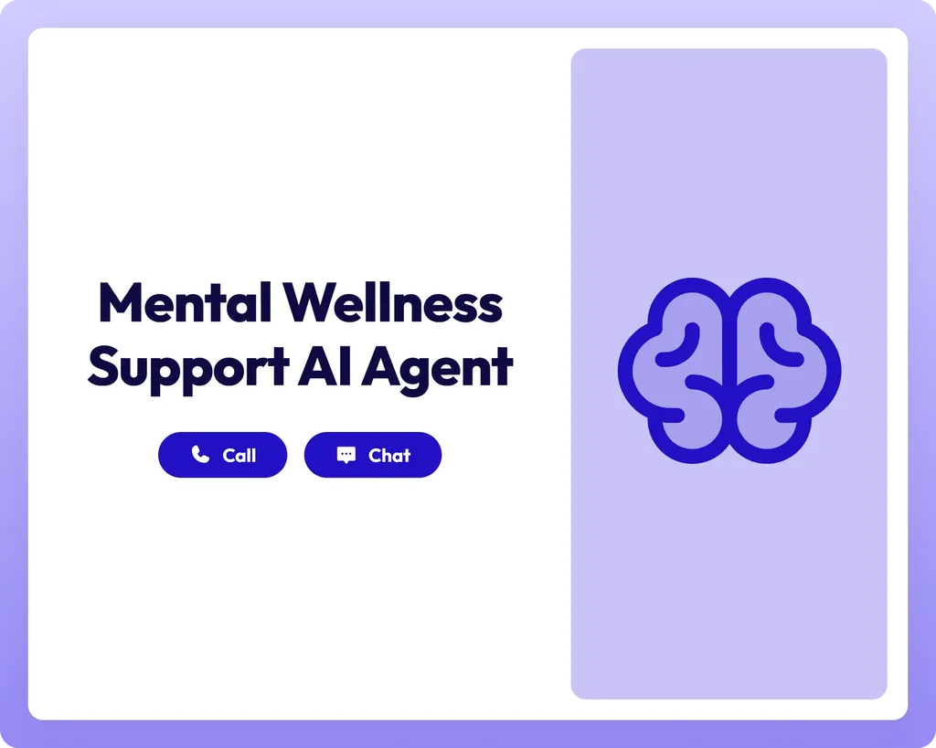 mental wellness support through call and chat with brain icon