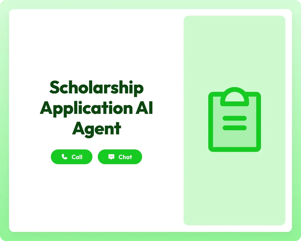 scholarship application ai job application agent supports call and chat with a clipboard icon panel for organized…