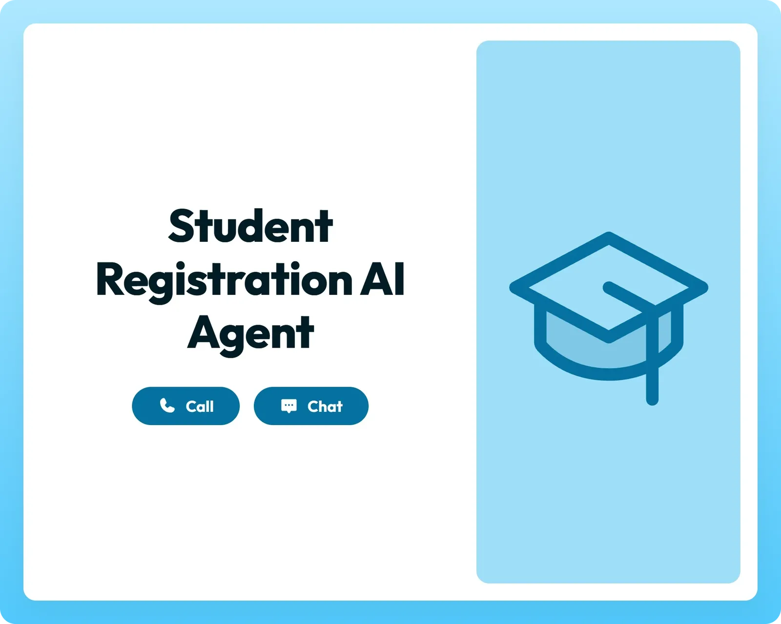 ai registration agent supporting students with call and chat tools alongside a clipboard icon