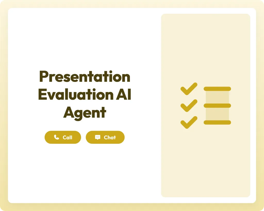 presentation evaluation ai agent offers call and chat support with a checklist
