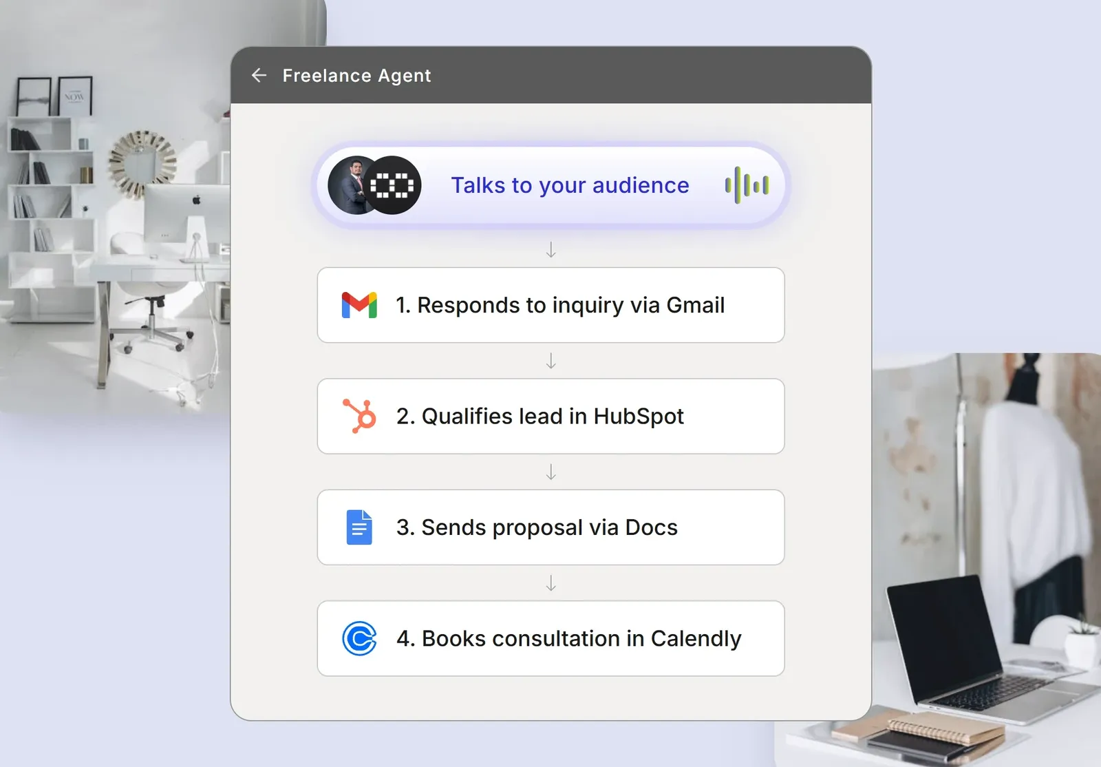 Freelance consultant workflow with AI agent booking meetings
