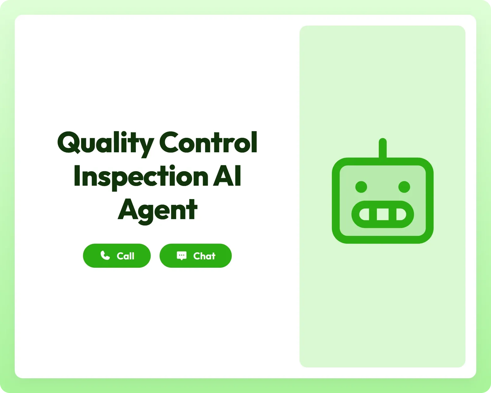 ai reporting agent supports quality control with call and chat tools alongside a robot icon