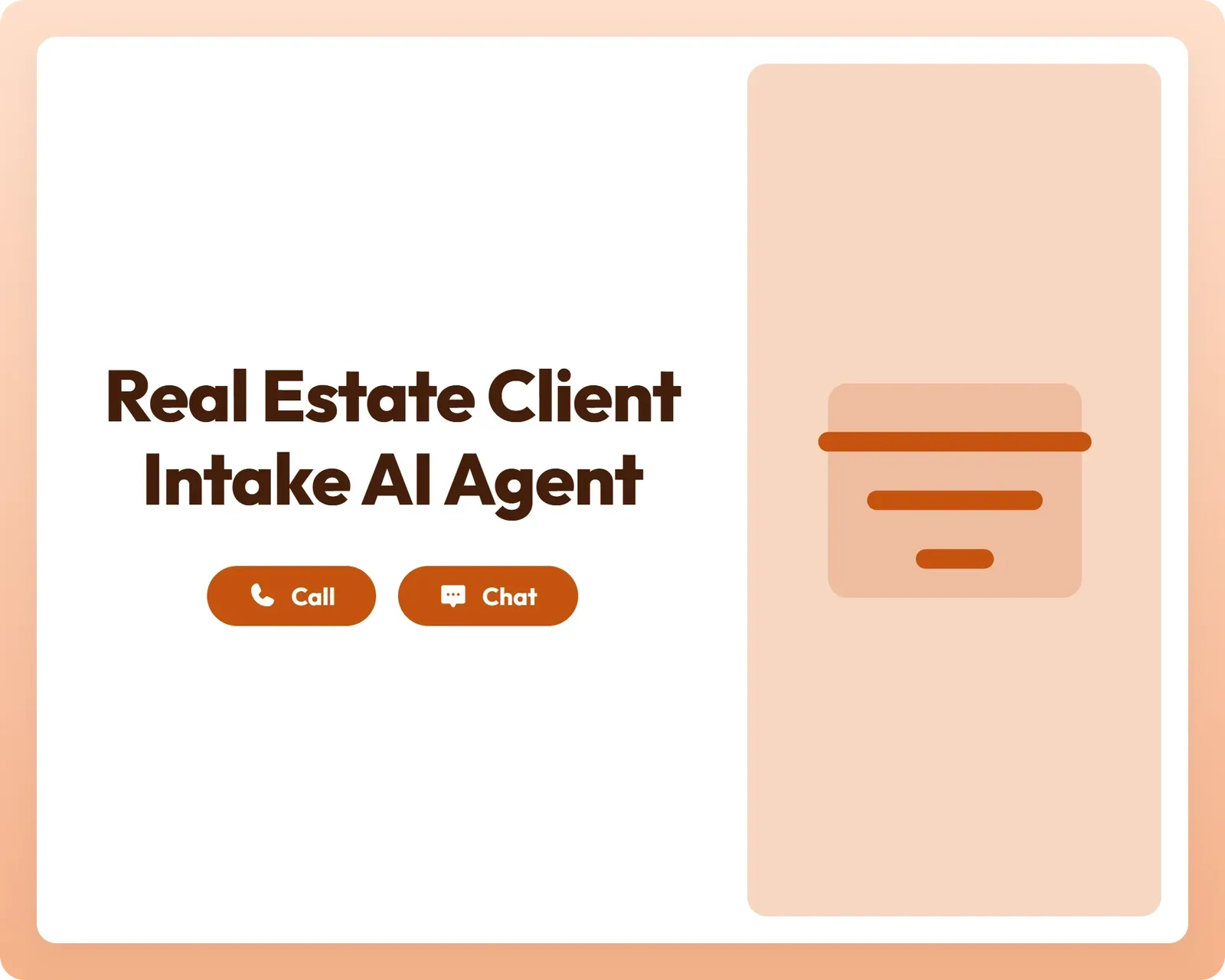 real estate client intake ai agent supports call and chat with a simple funnel icon for efficient lead management