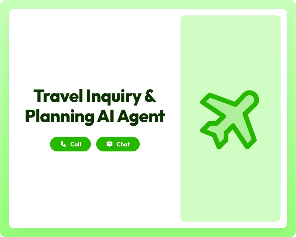 ai travel agent supports travelers via call and chat with an airplane icon