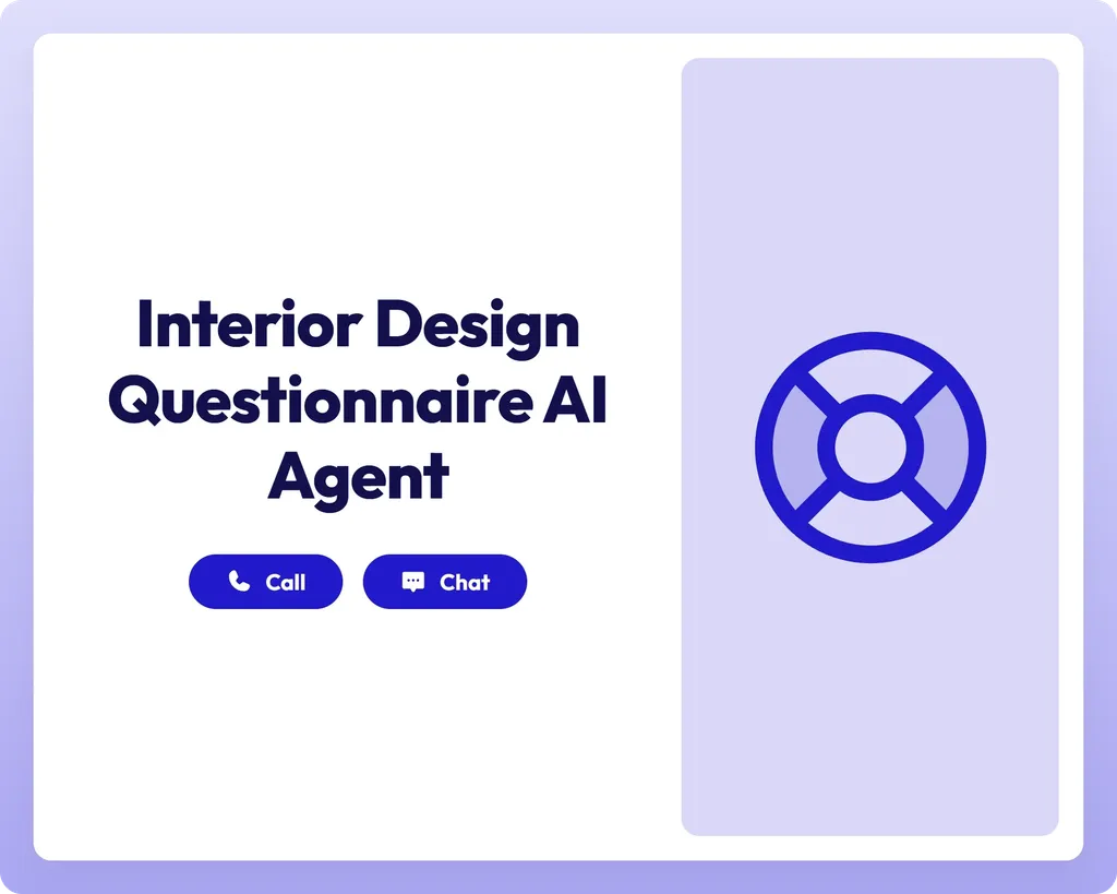 ai customer support agent offers call and chat help with a lifebuoy icon for interior design guidance