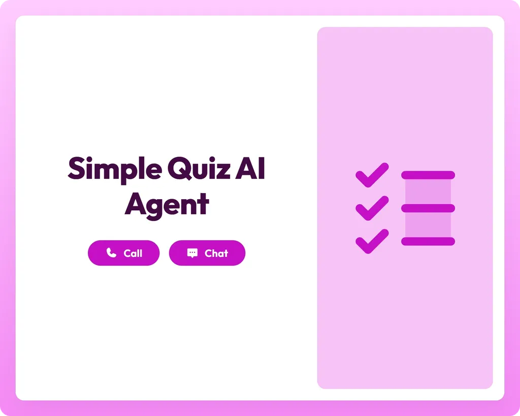 simple quiz ai agent supports call and chat with a checklist icon panel for easy knowledge assessment