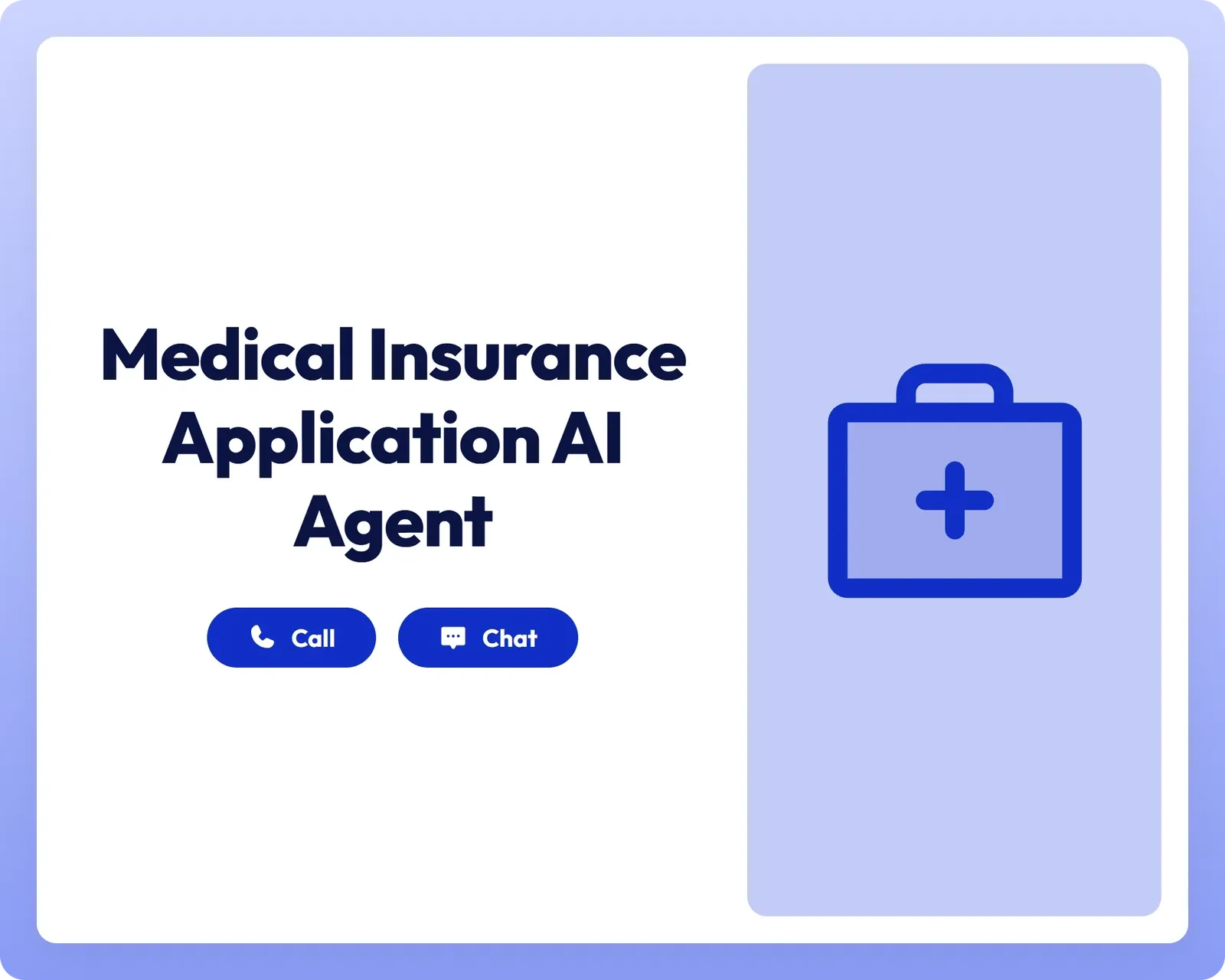 medical insurance application ai healthcare agent supporting call and chat with first aid kit icon