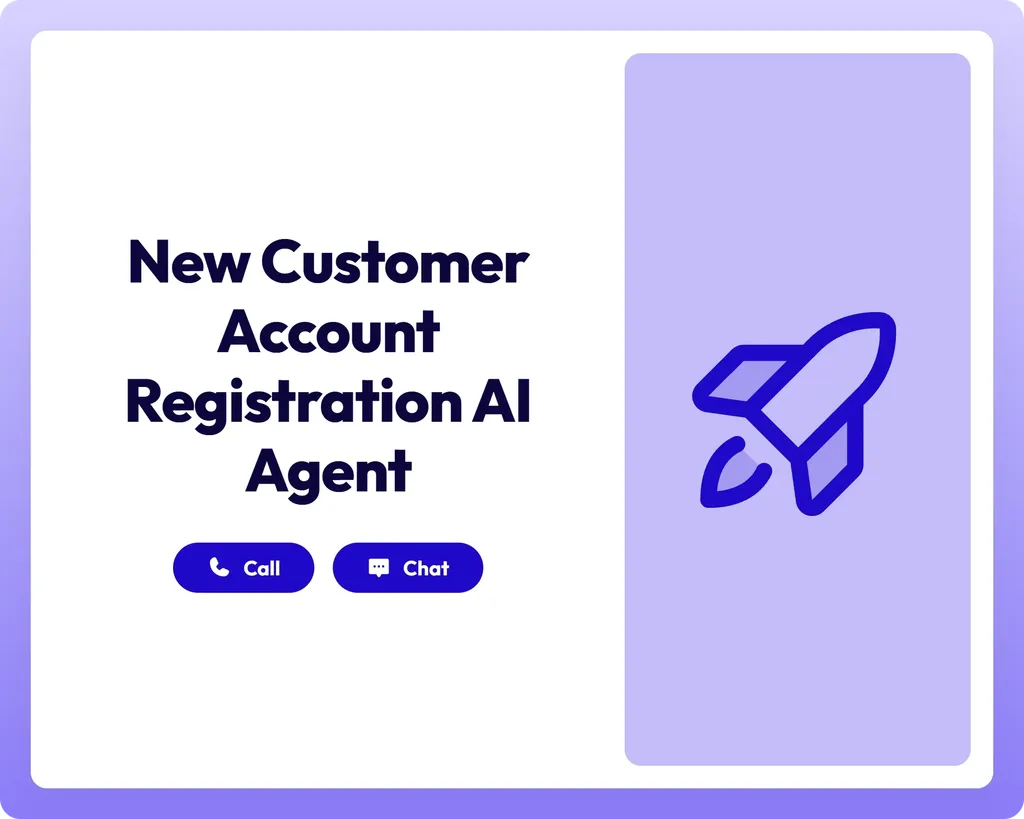 ai registration agent supporting call and chat with a clipboard panel for organized account setup