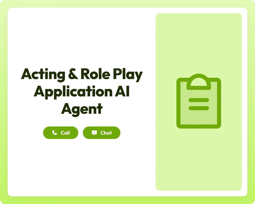 ai event agent supports acting and role play applications via call and chat with a clipboard icon