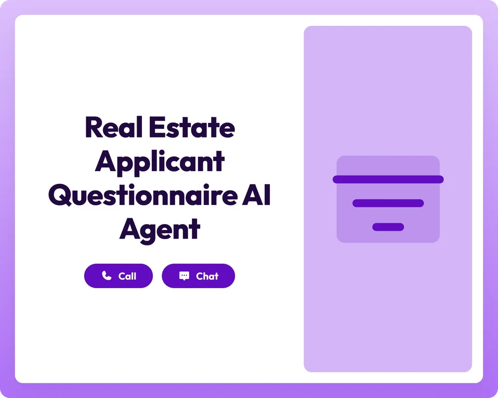 real estate applicant questionnaire ai agent supports call and chat with a handshake icon