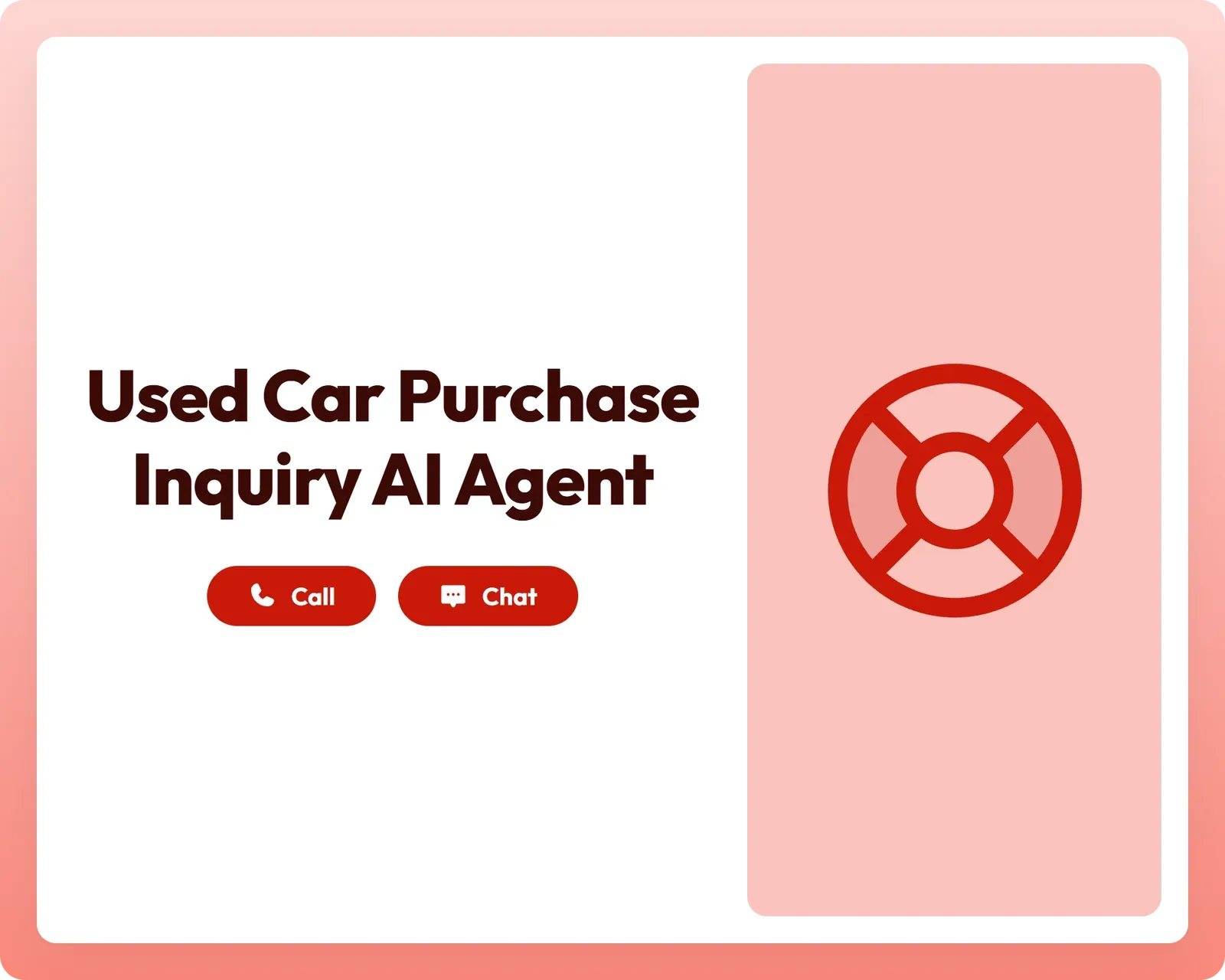 ai order agent offers call and chat support with a lifeline icon for used car purchase inquiries