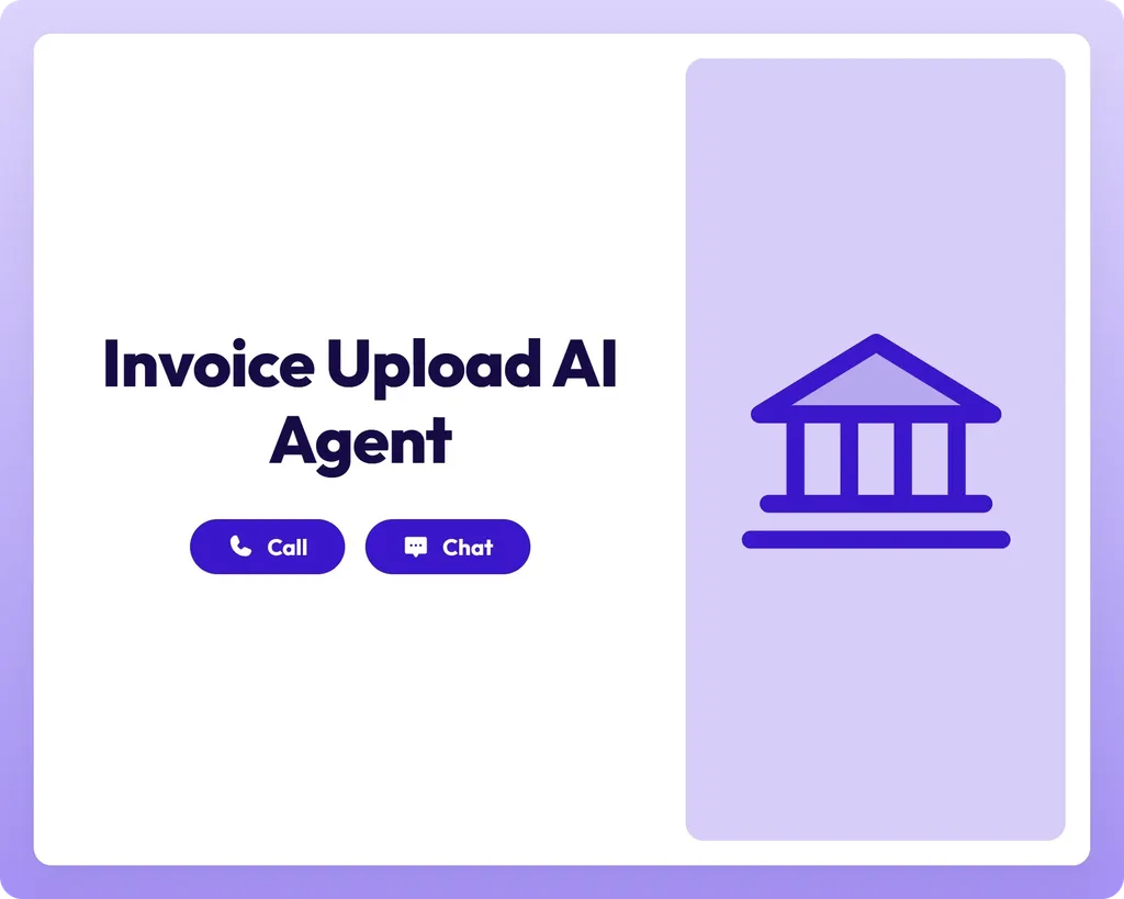 ai finance agent offers seamless support via call and chat buttons alongside a bank icon
