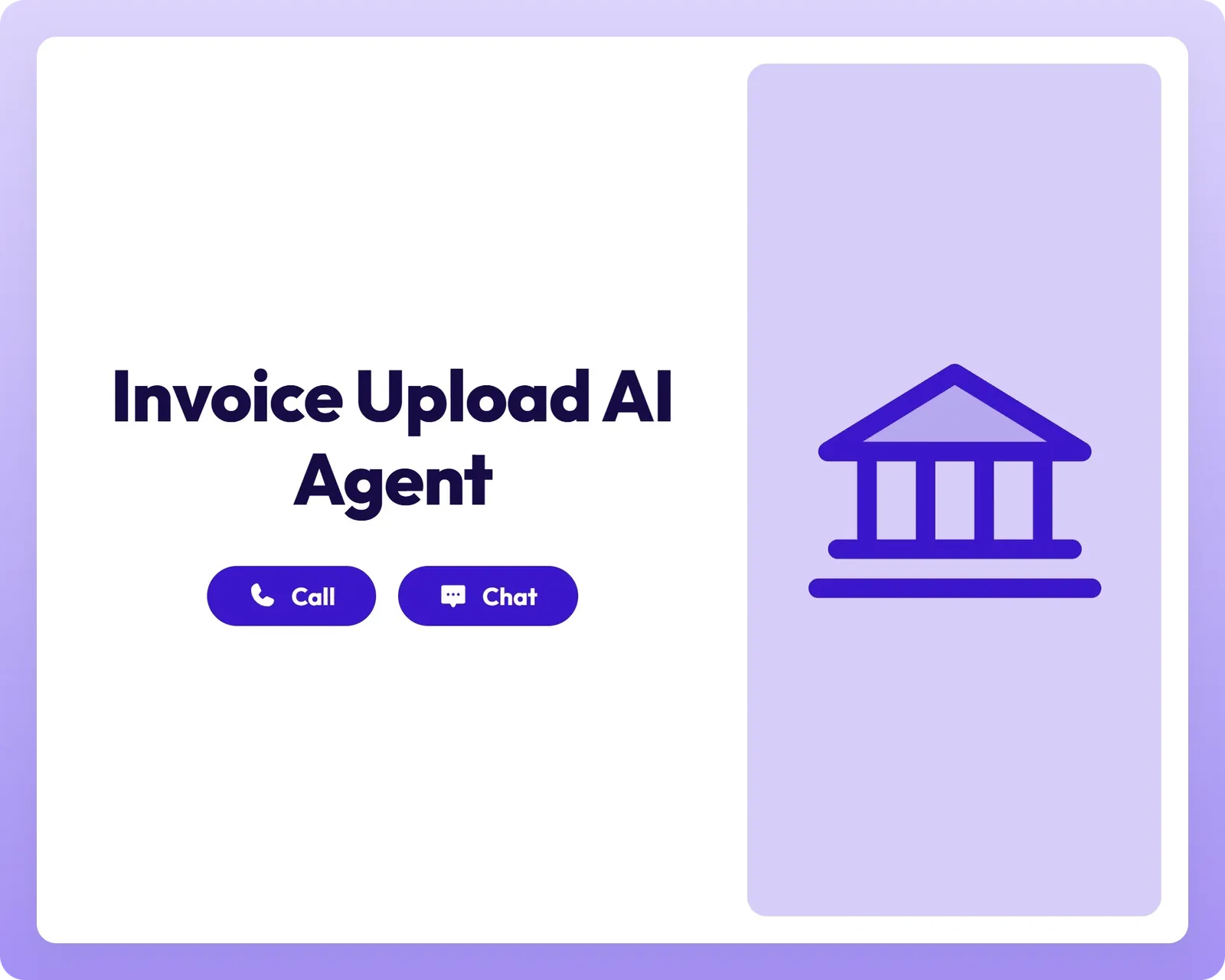 ai finance agent offers seamless support via call and chat buttons alongside a bank icon