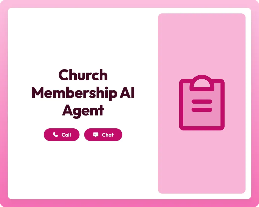 church membership ai donation agent supports members via call and chat with a clipboard icon