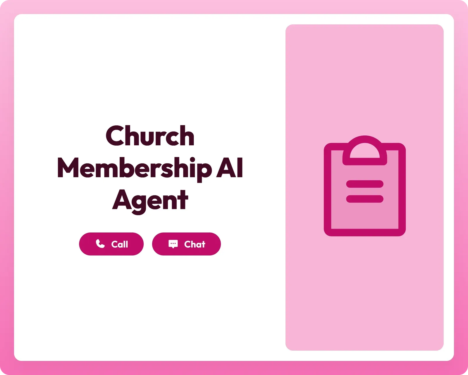 church membership ai donation agent supports members via call and chat with a clipboard icon
