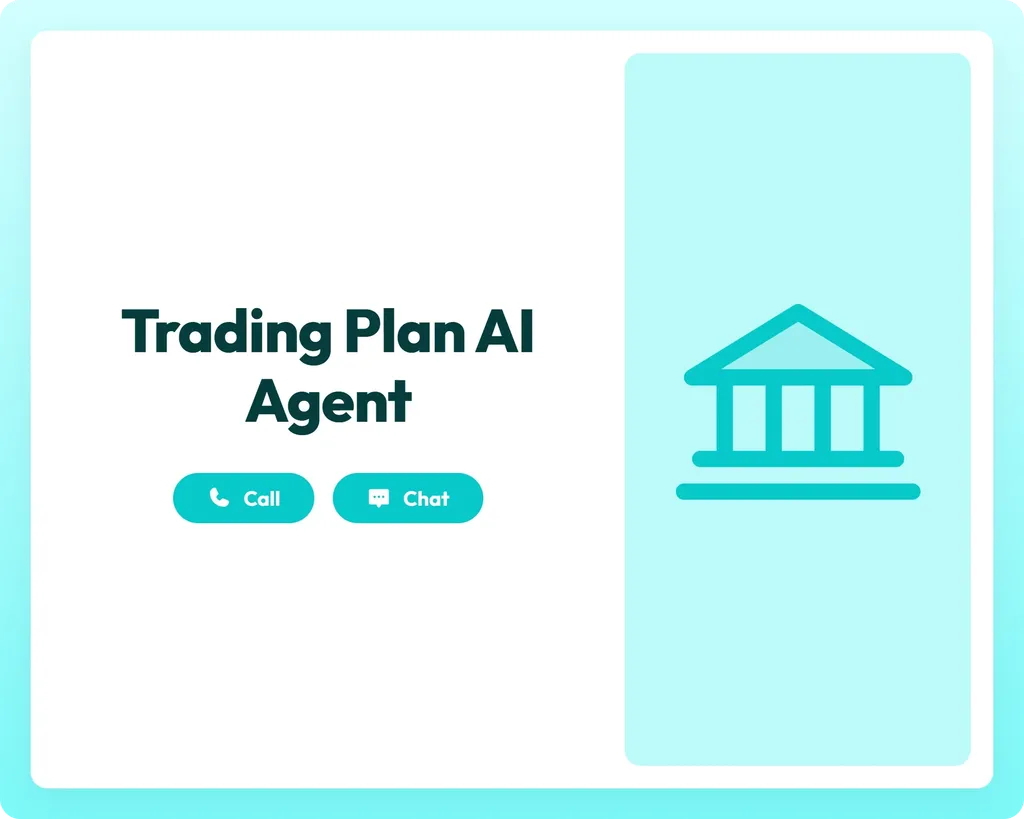 ai finance agent with call and chat support on a bank icon panel