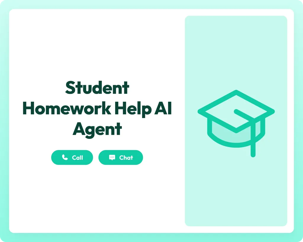 student homework help ai agent offers call and chat support with a graduation cap symbolizing learning assistance