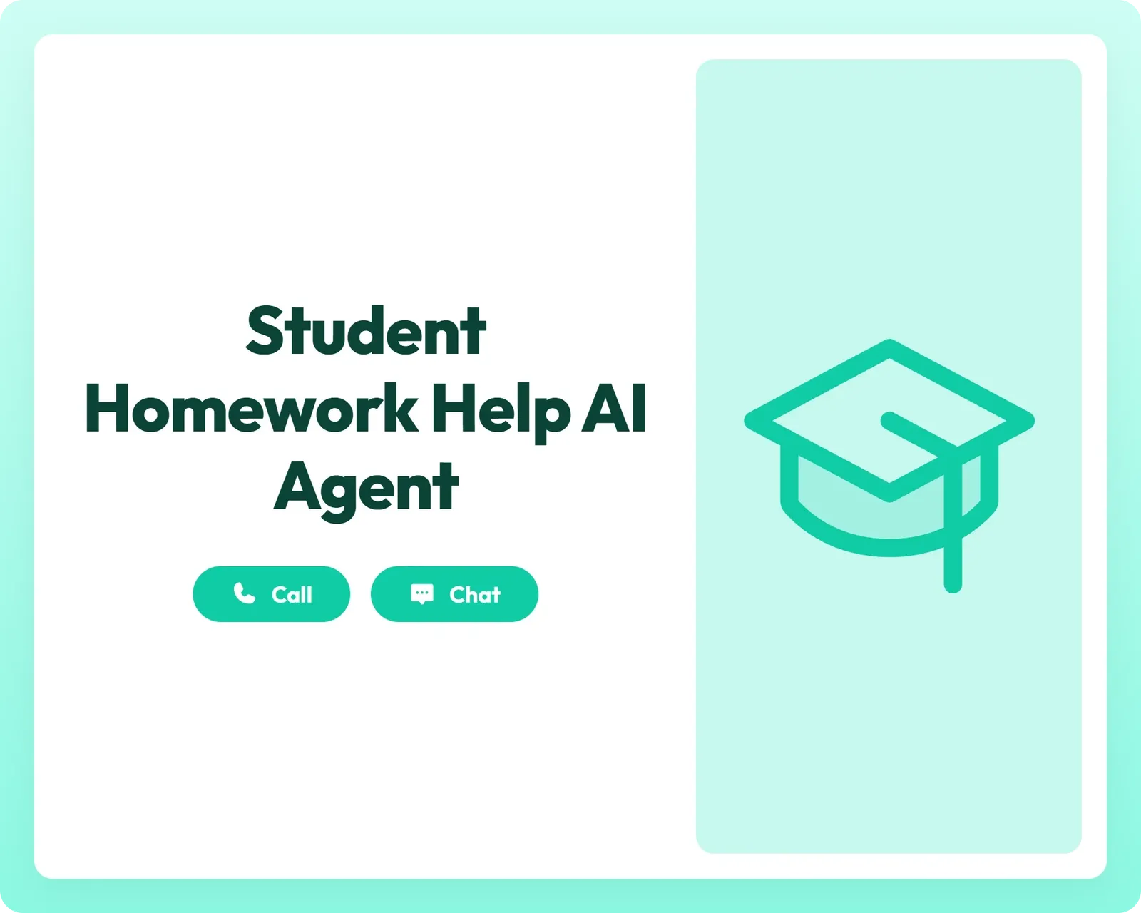 student homework help ai agent offers call and chat support with a graduation cap symbolizing learning assistance