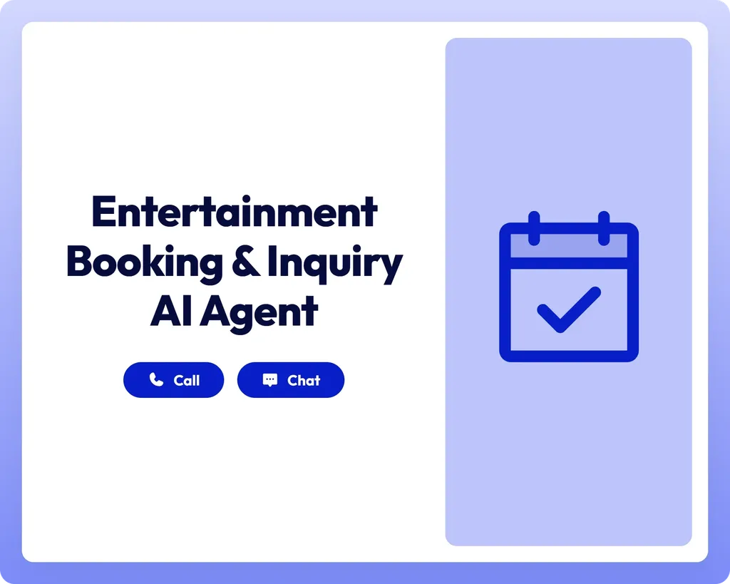 entertainment booking and inquiry ai booking agent with call and chat support alongside a calendar