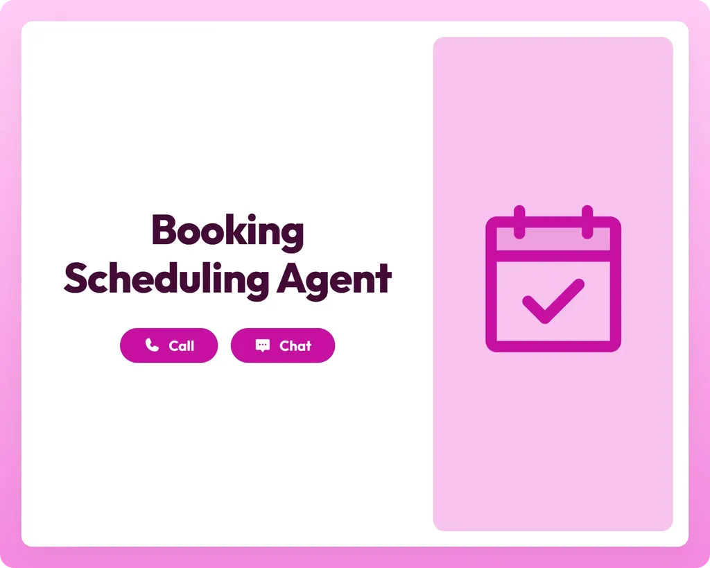 booking scheduling agent supports call and chat with calendar panel for easy time management