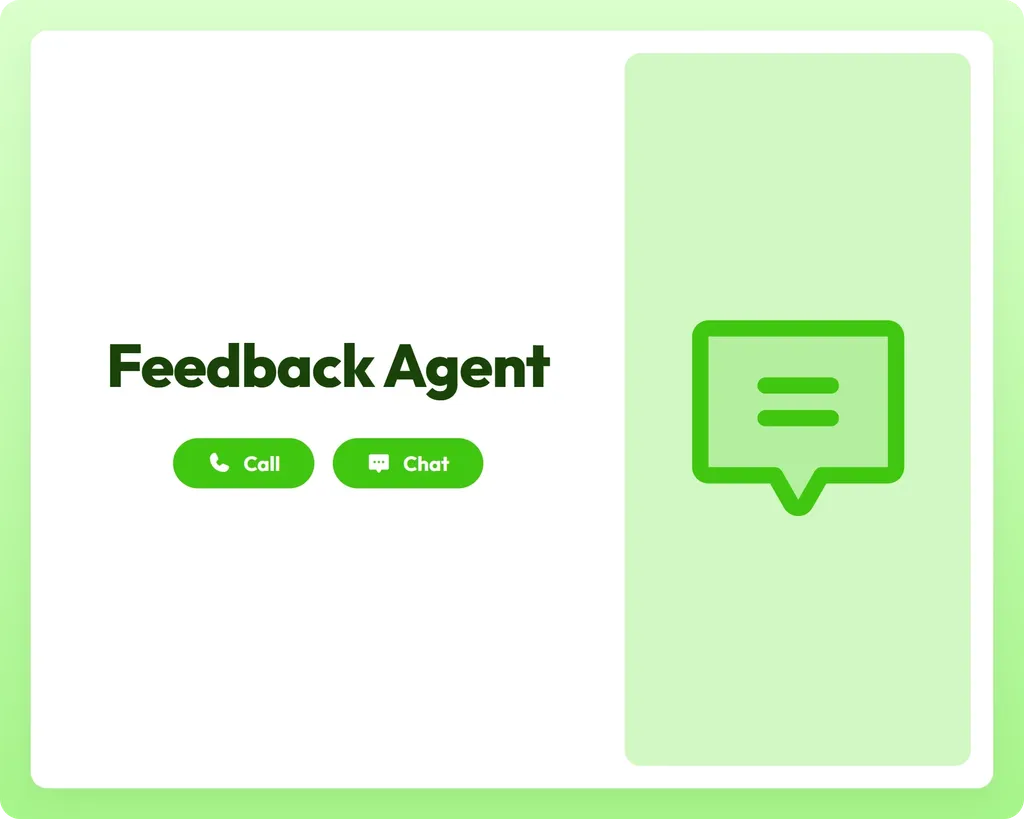 feedback agent supporting call and chat with message icon panel