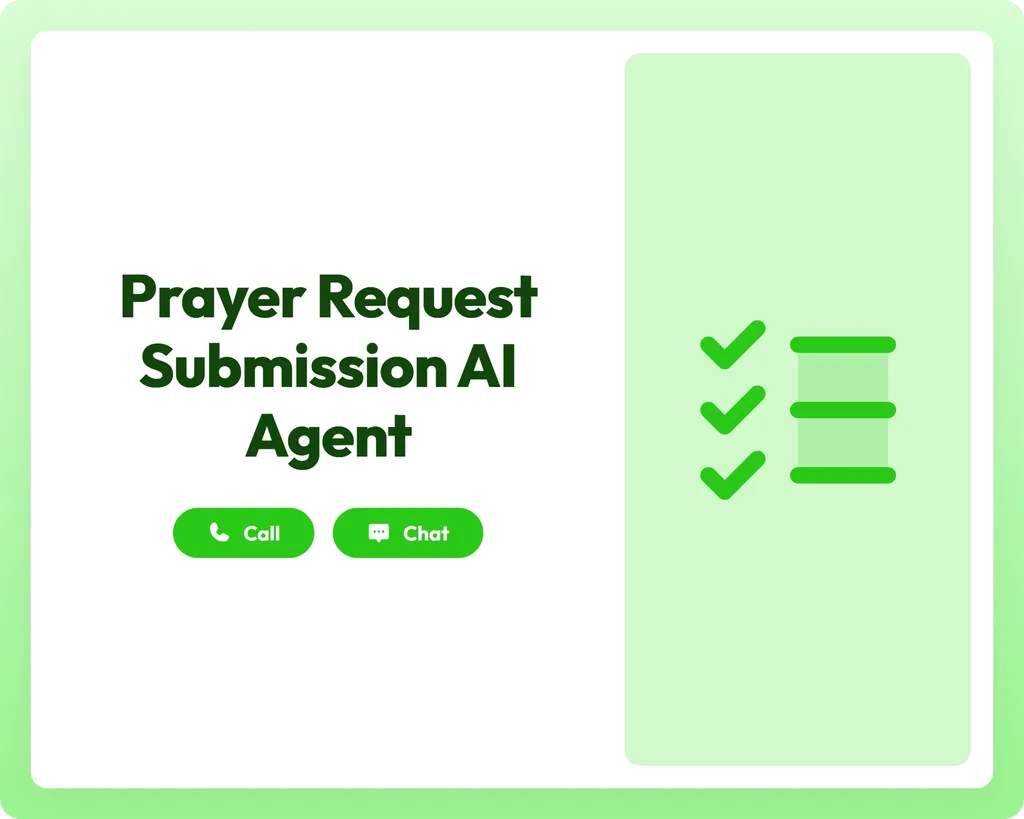 ai donation agent supporting prayer requests with call, chat, and checklist tools