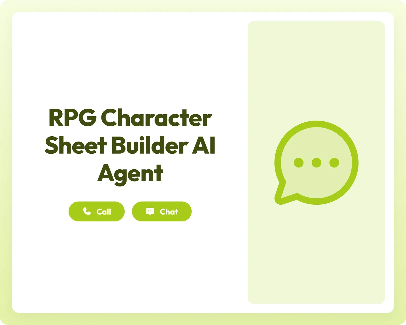 ai character builder supports call and chat with a chat circle dots icon panel