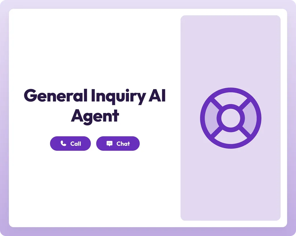 general inquiry ai business agent supports call and chat with a lifebuoy icon panel