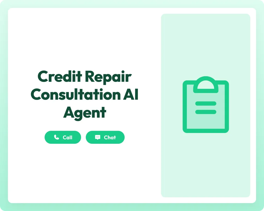 ai financial intake agent supporting credit repair consultations with call and chat tools