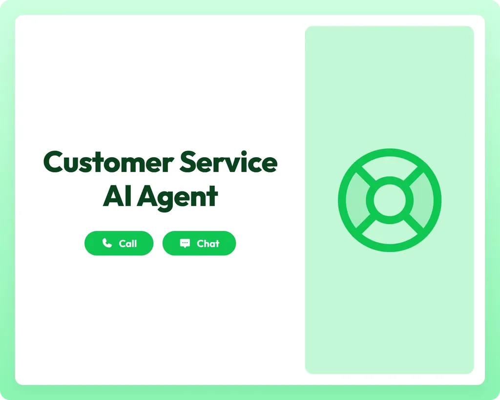customer service ai agent supports call and chat with lifebuoy icon for emergency assistance