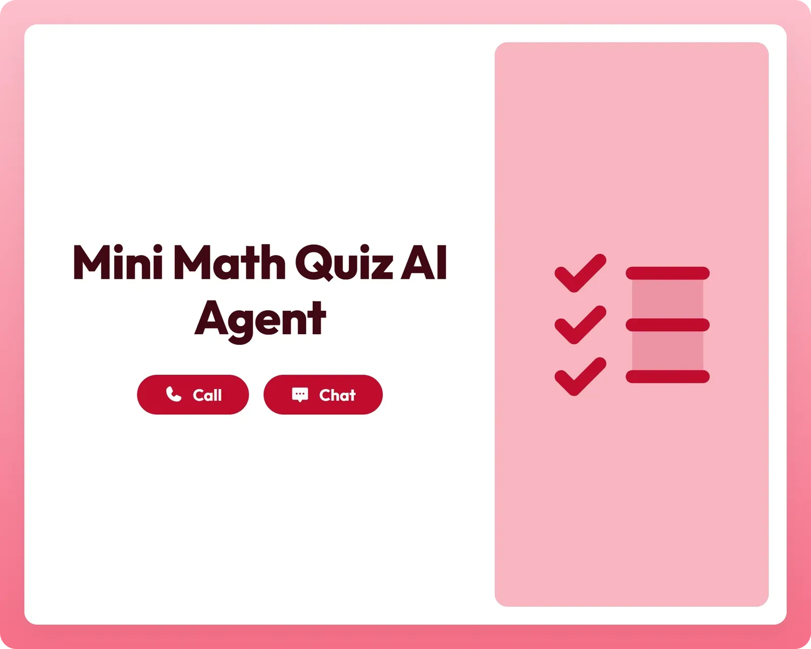ai education agent supports math learning with call and chat buttons alongside a checklist panel