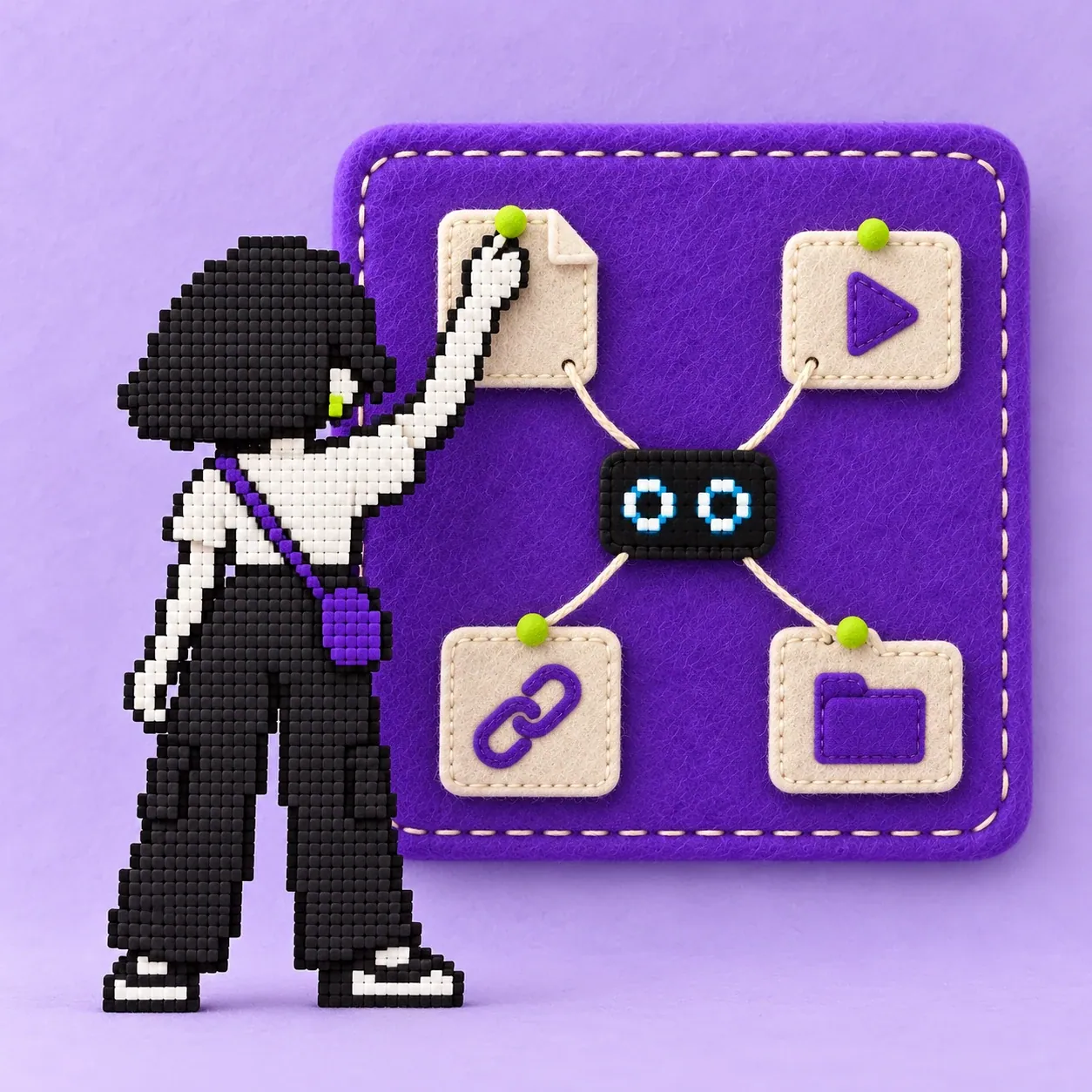 Pinning docs, links and videos to a knowledge board