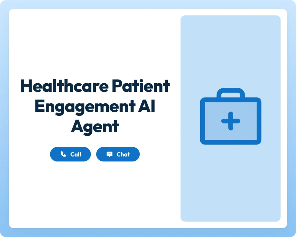 healthcare patient engagement ai agent with call and chat support beside a first aid kit icon