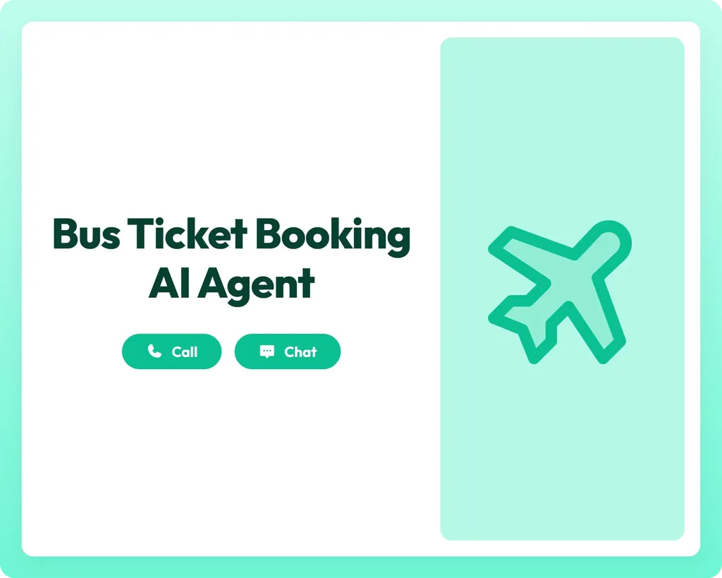 bus ticket booking ai agent supports customers via call and chat with an airplane icon