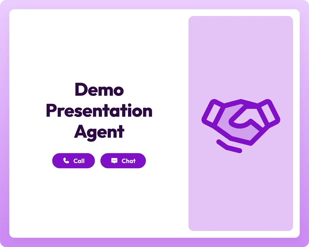 ai demo agent supporting call and chat with handshake icon for partnership