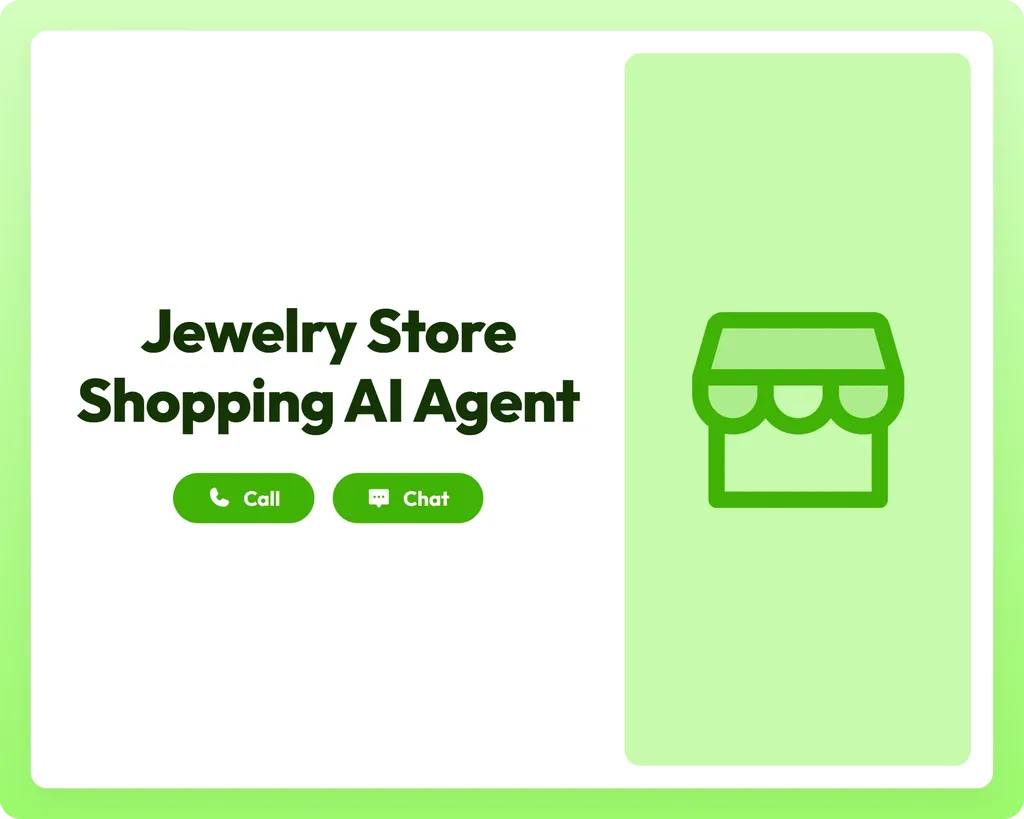jewelry store shopping ai event agent supports call and chat with storefront icon
