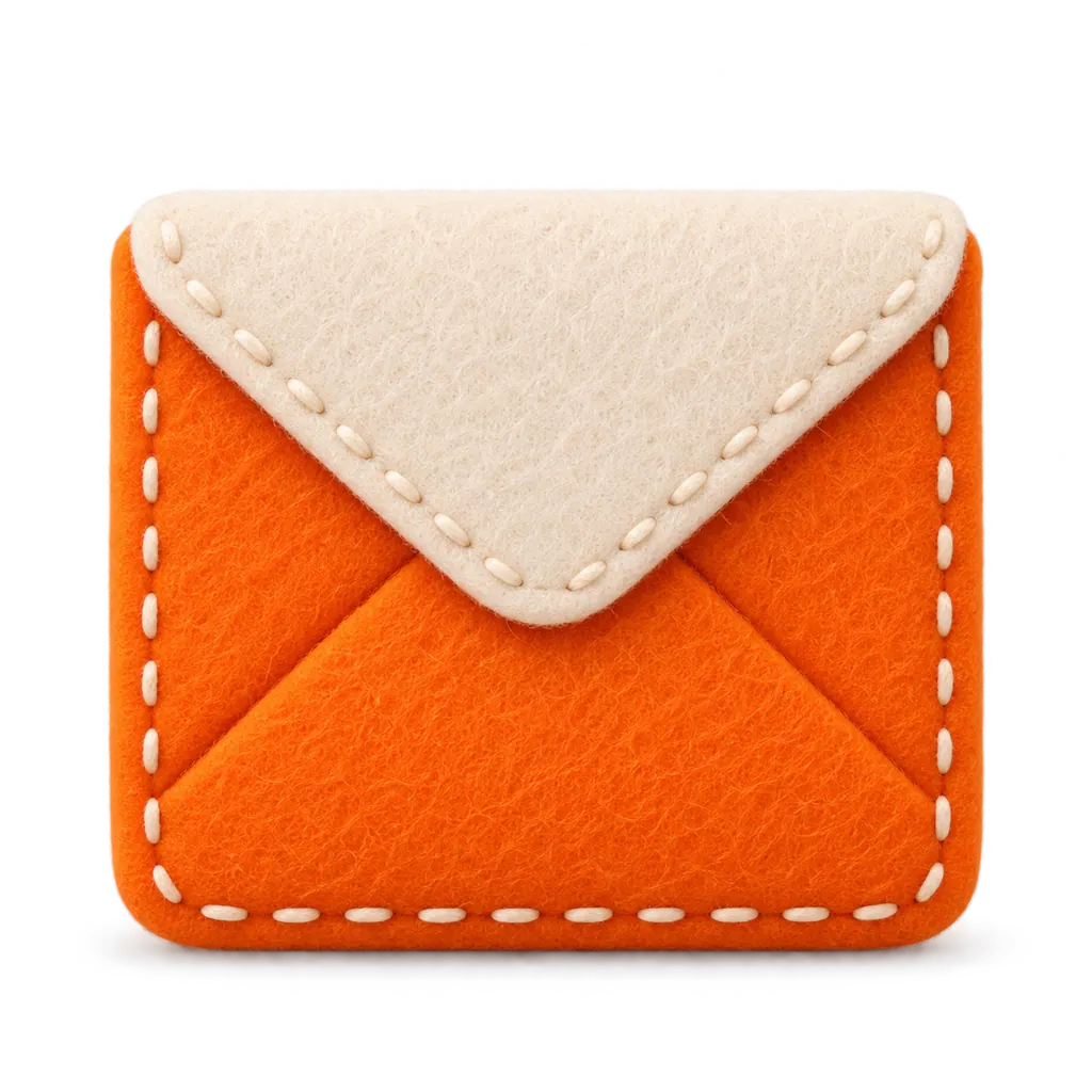 A stitched tangerine felt envelope