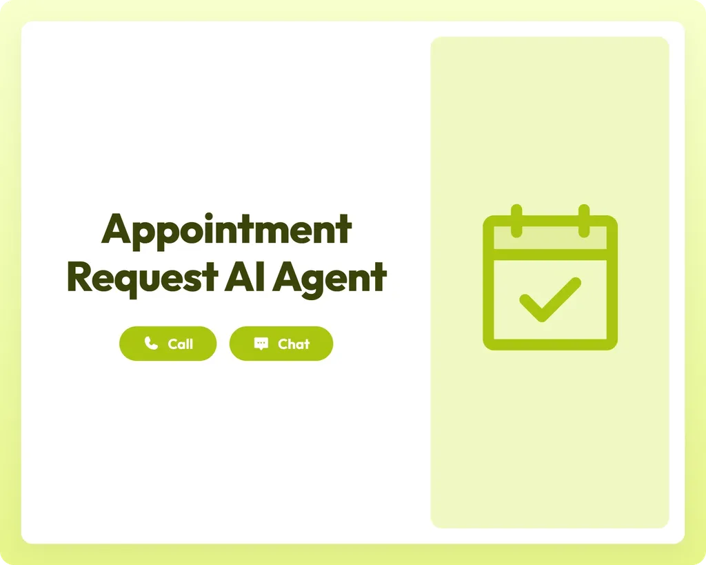 appointment request ai agent supports call and chat with calendar panel for easy scheduling