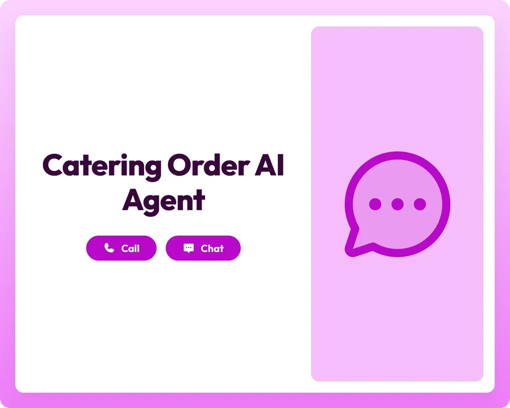 catering order ai agent supports call and chat with a chat circle dots icon panel for seamless food ordering