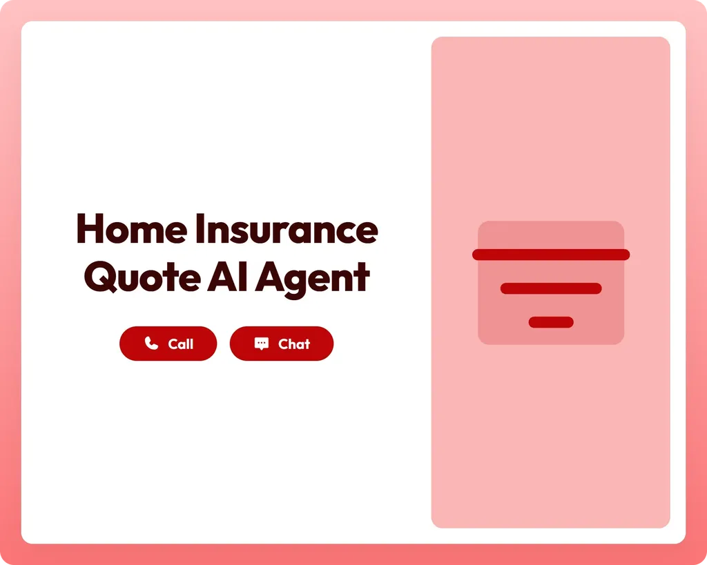 visual for home insurance quote ai agent with call and chat support alongside a funnel icon panel