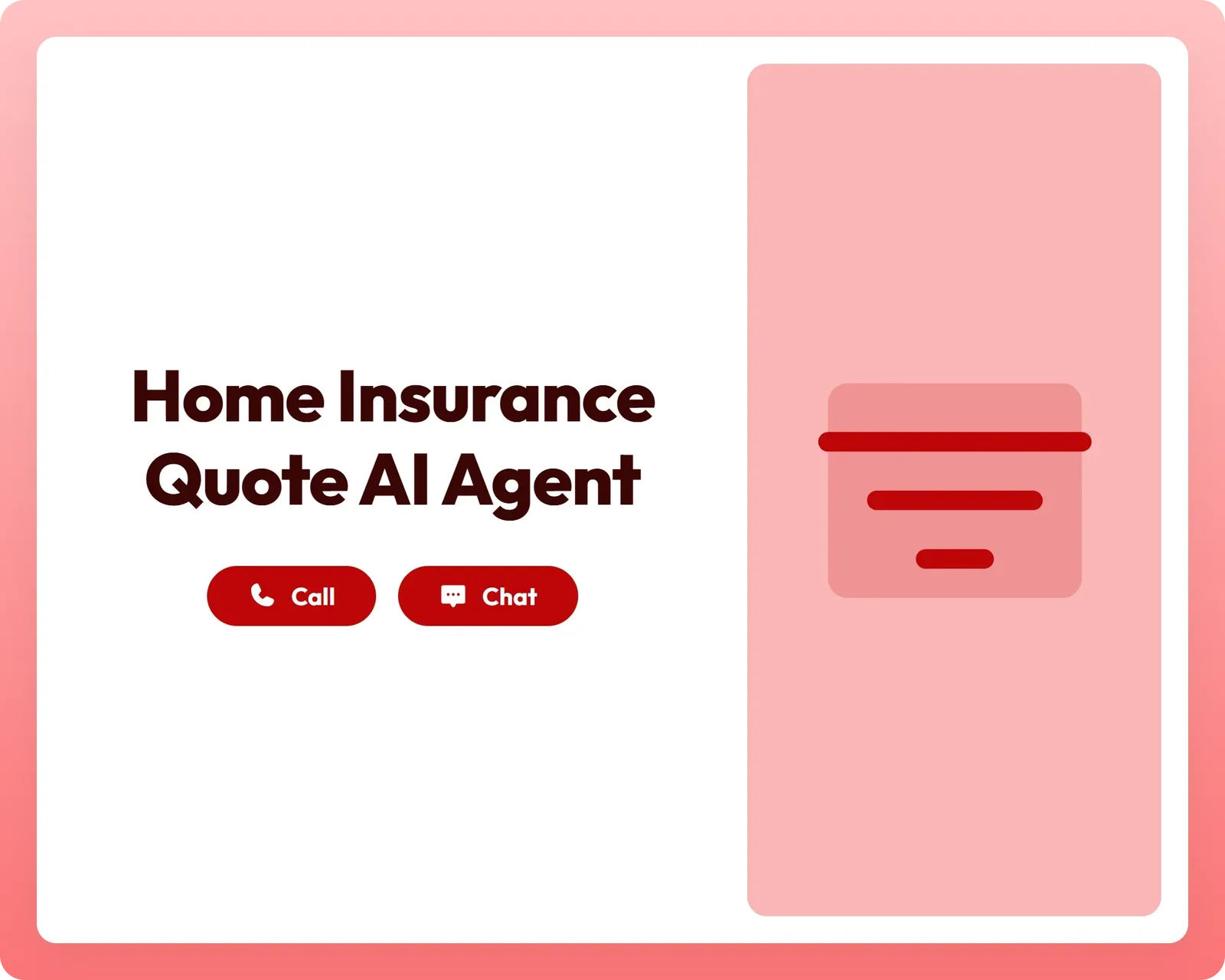 visual for home insurance quote ai agent with call and chat support alongside a funnel icon panel