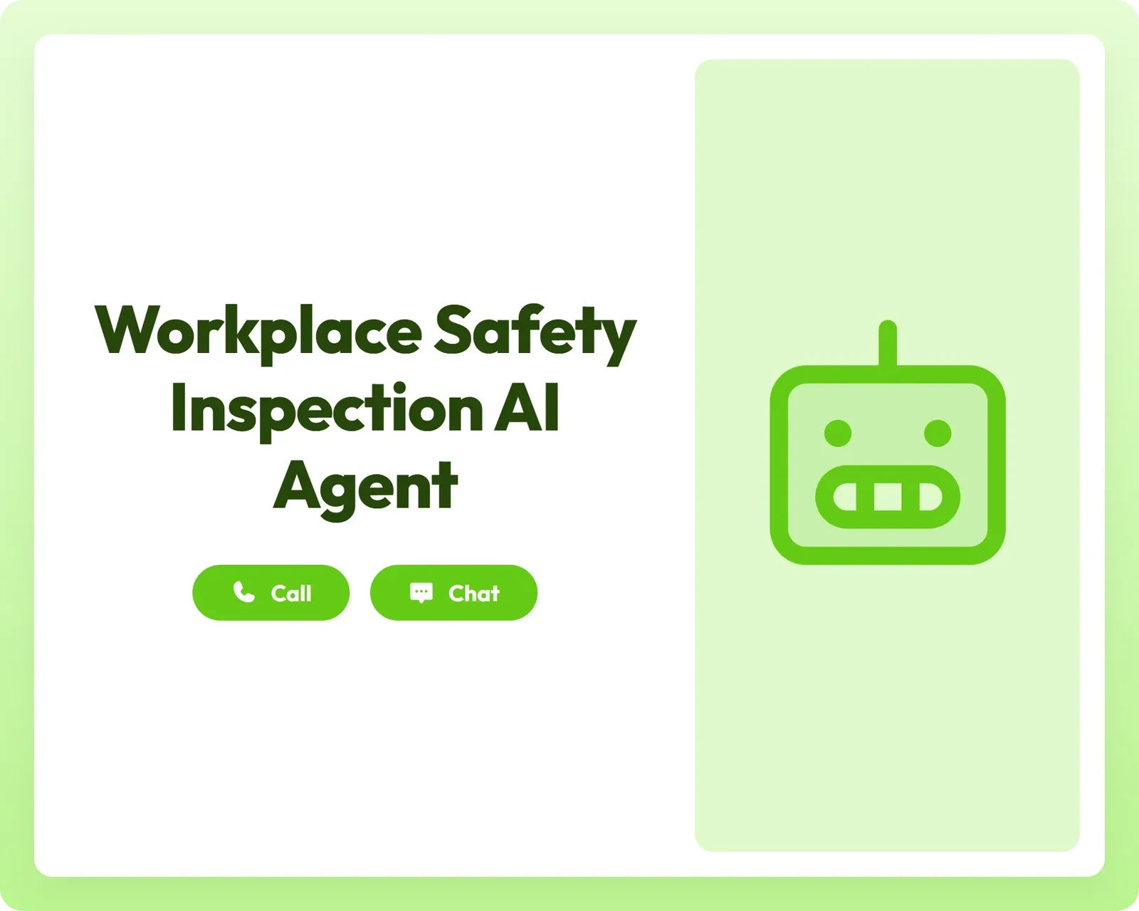 workplace safety inspection ai reporting agent provides seamless support via call and chat buttons alongside a robot icon