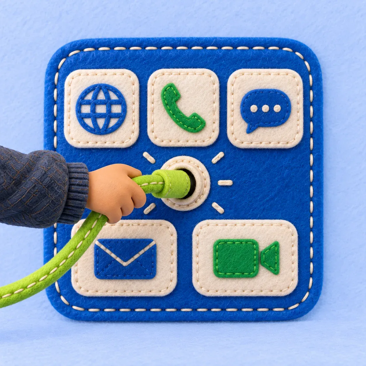 Plugging felt channel patches together
