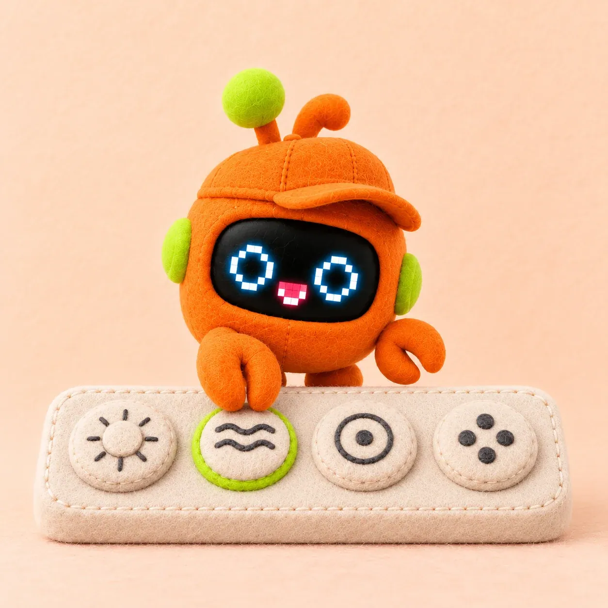 The tangerine Double presses its action buttons