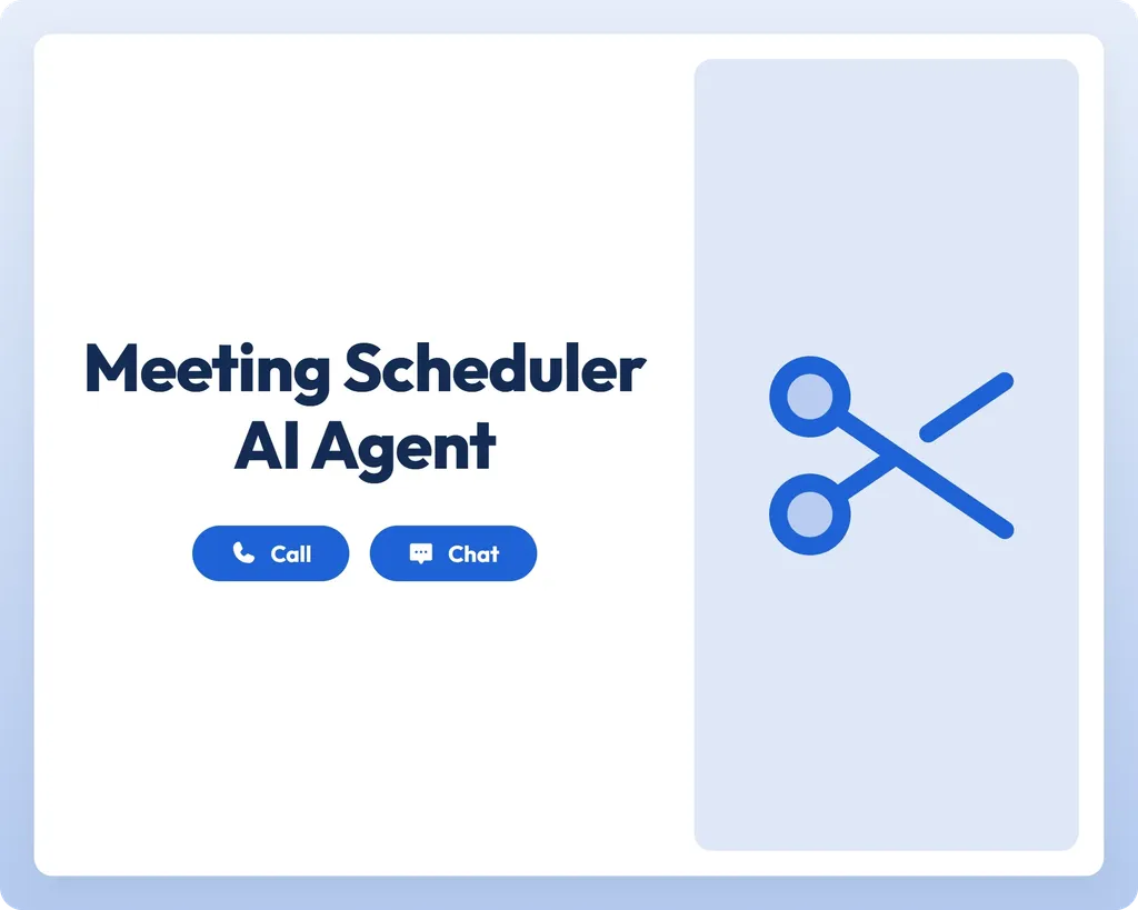 ai booking agent with call and chat support, featuring a calendar icon panel for streamlined meeting scheduling
