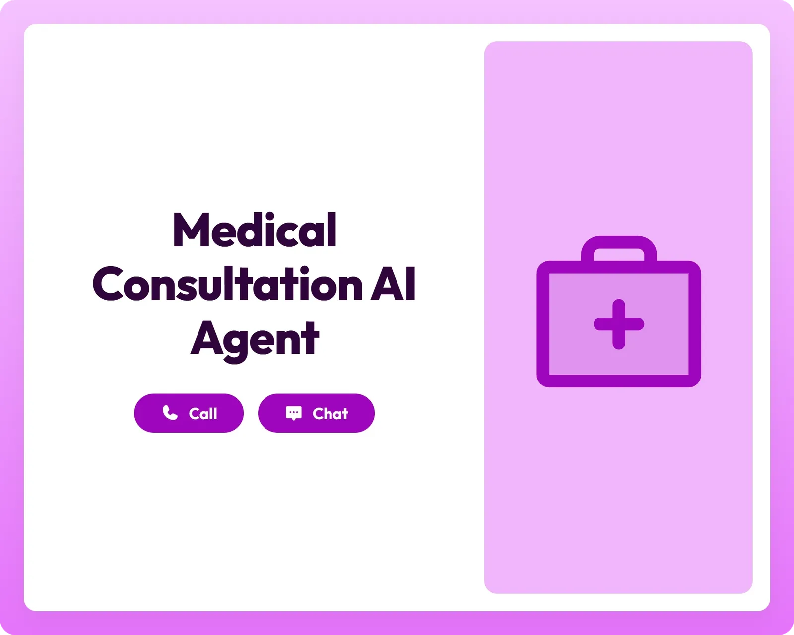medical consultation ai agent supports call and chat with a first aid kit icon panel