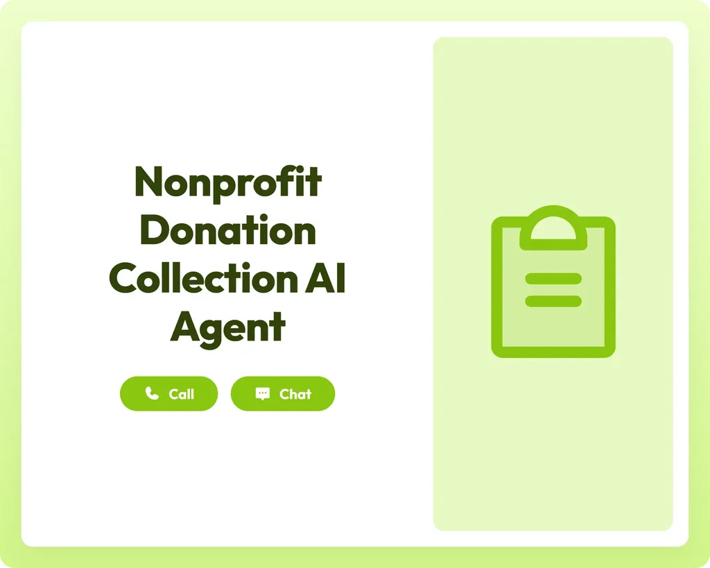 nonprofit donation collection ai agent offers call and chat support with a clipboard for managing donations