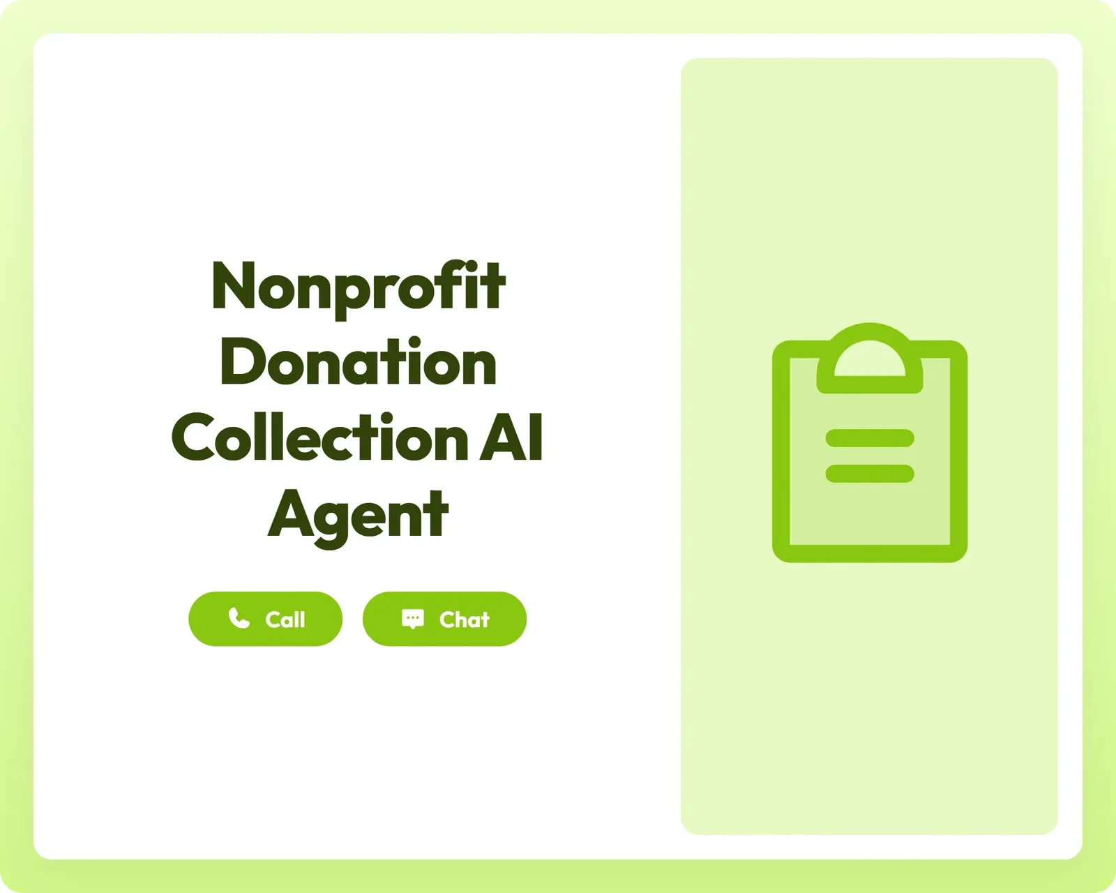 nonprofit donation collection ai agent offers call and chat support with a clipboard for managing donations
