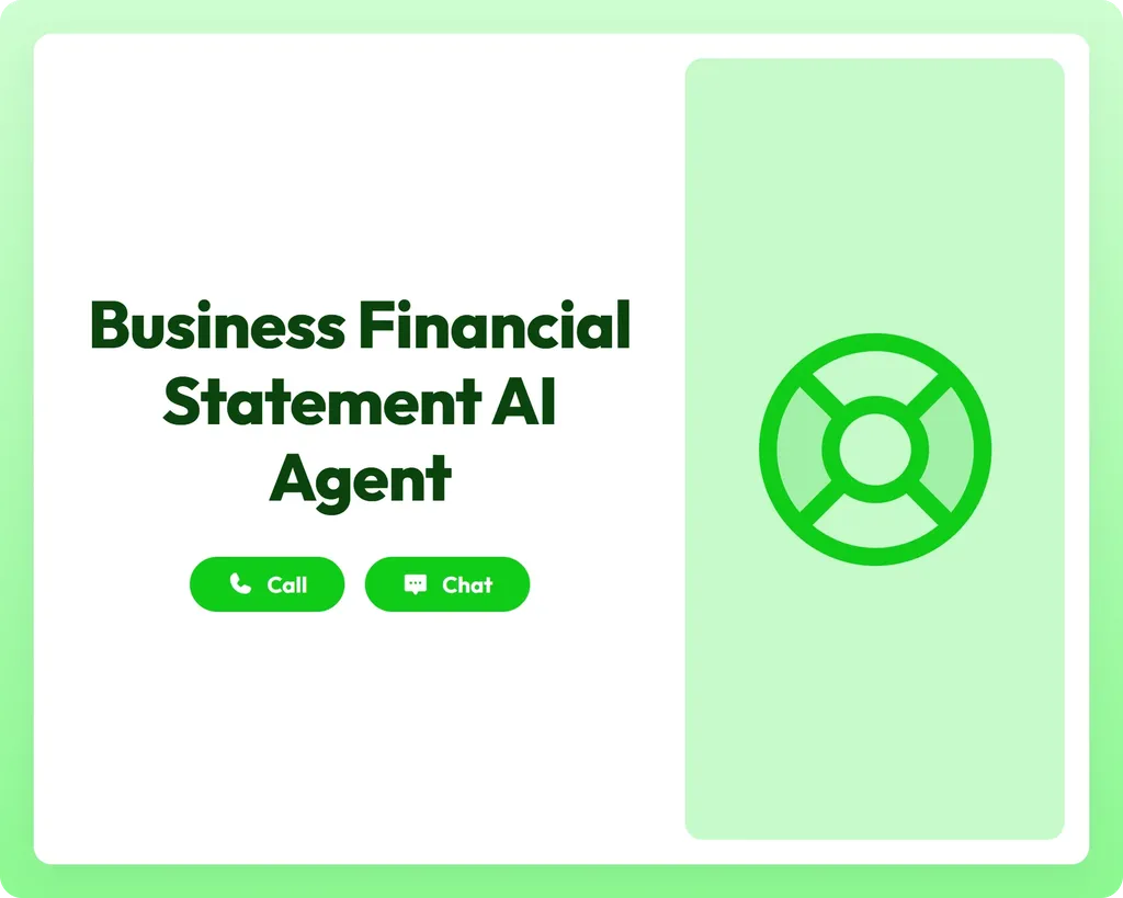 business financial statement ai agent supports call and chat with lifebuoy icon for financial guidance